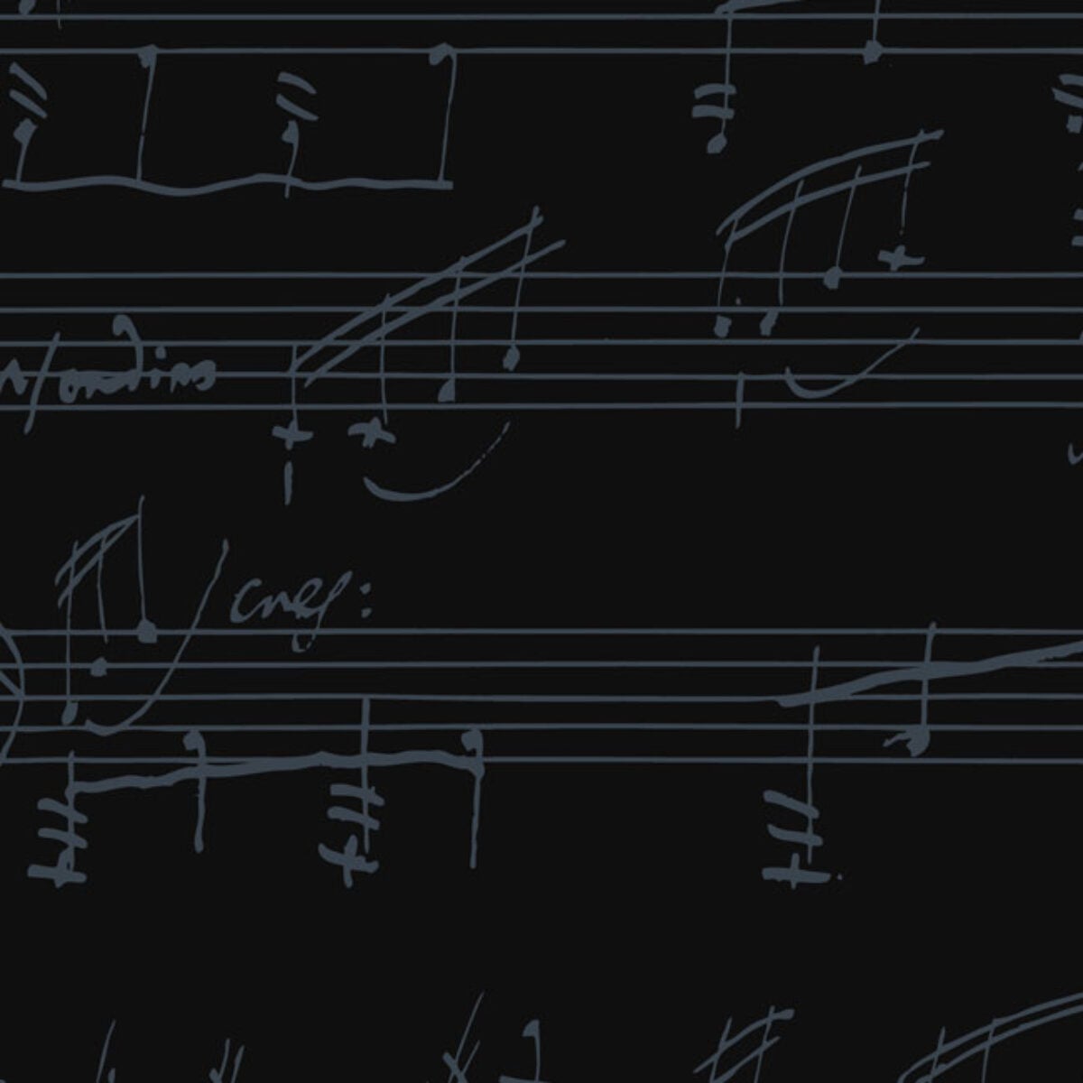 Sheet music notes on a dark gray background.