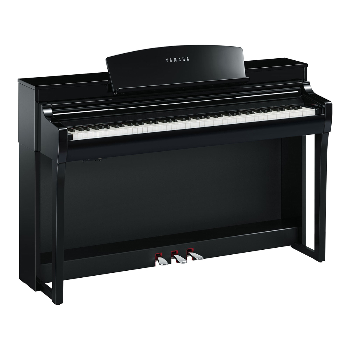 Yamaha digital piano with sleek black finish and modern design.