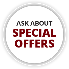 Text: Ask about special offers in a circular design.