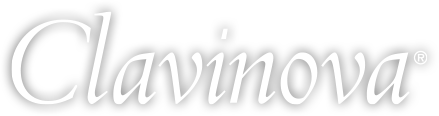 Yamaha Clavinova logo on black background.